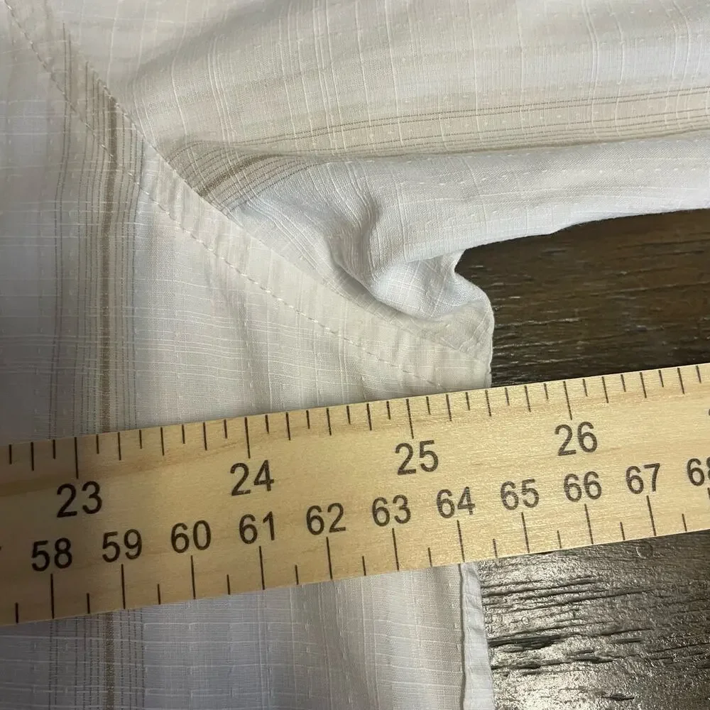 Tommy Bahama Men's Button Up‎ Long Sleeve Shirt XL Cream  Striped 100% Cotton